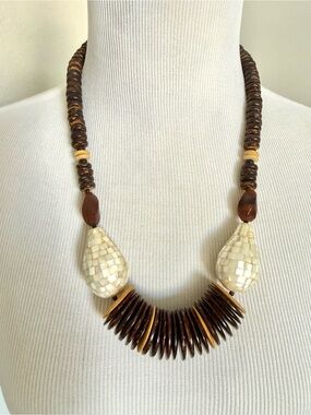 Handcrafted Brown and Cream Statement Necklace - Women Jewelry
